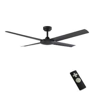 Laritza 56 in. Indoor/Outdoor Matte Black Ceiling Fan with Remote Control