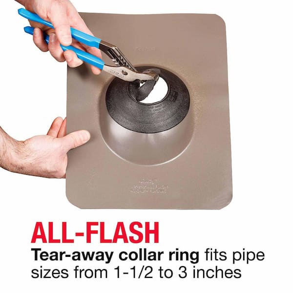 1-1/4 in. x 3 in. Galvanized Steel Adjustable Pipe Flashing with Base and Rubber Collar 1-1/4 in. x 3 in. Galvanized Steel Adjustable Pipe Flashing with Base and Rubber Collar