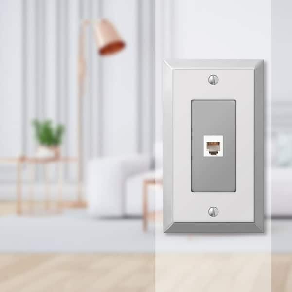 Metallic 1 Gang Phone Steel Wall Plate - Polished Chrome
