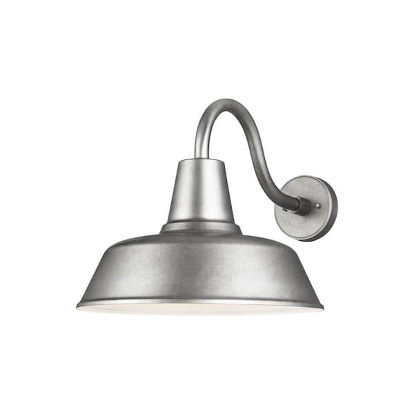 Generation Lighting Barn Light 1-Light Weathered Pewter Modern Farmhouse Outdoor Turtle Friendly Wall Lantern Sconce