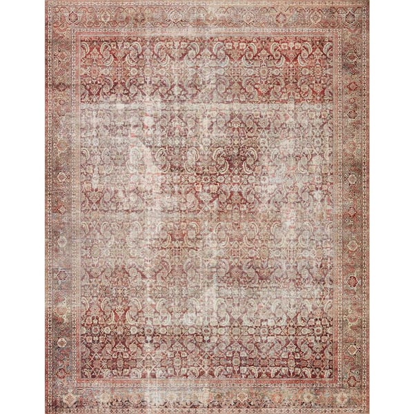 Layla Cinnamon/Sage 2 ft. 6 in. x 7 ft. 6 in. Distressed Bohemian Printed Runner Rug