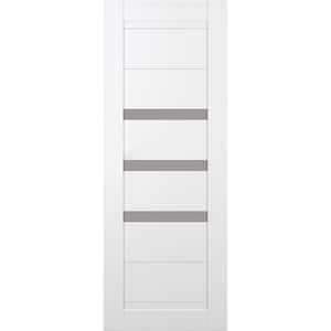 Dora 24 in. x 80 in. No Bore 3-Lite Frosted Glass Snow White Solid Wood Composite Interior Door Slab