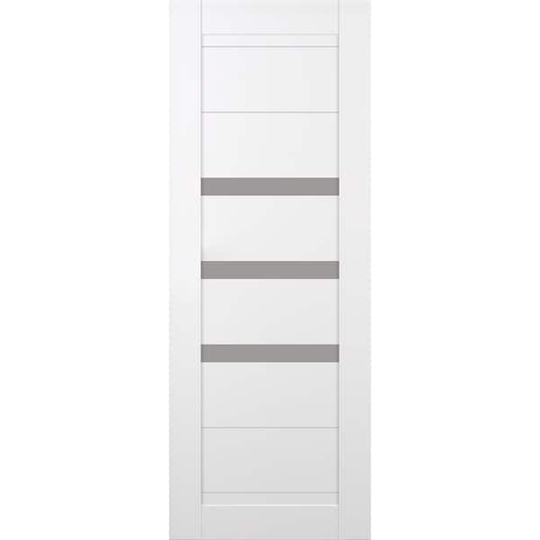 Belldinni Dora 32 in. x 80 in. No Bore 3-Lite Frosted Glass Snow White Solid Wood Composite Interior Door Slab