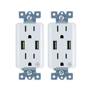 4 Amp High Speed USB Charger Duplex Outlet 15 Amp Tamper Resistant In-Wall Duplex Outlet with Ultra Charge Tech (2-Pack)