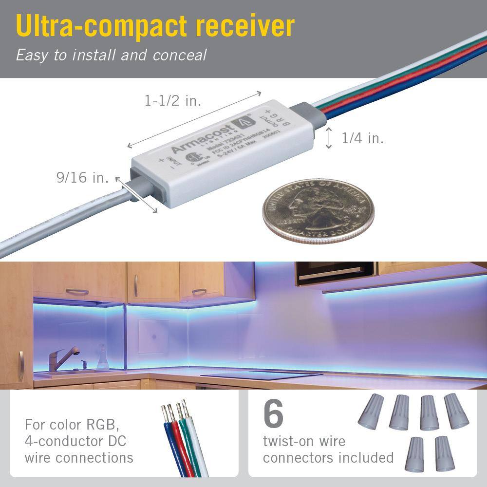 Slimline White RGB LED Lighting Controller with Remote