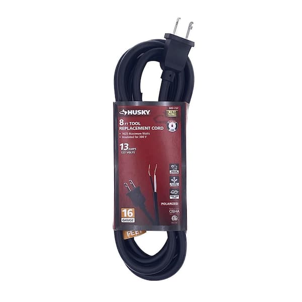 8 ft. 16/2 Light Duty Indoor Power Tool Replacement Cord, Black