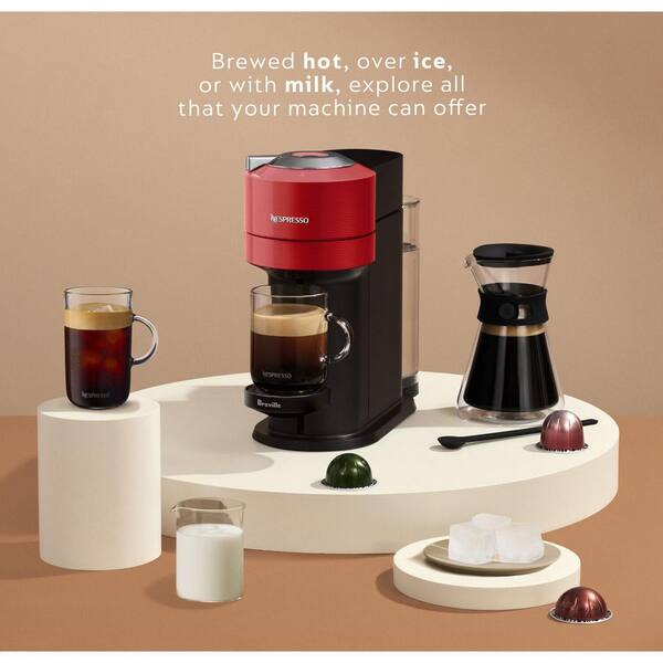 Breville 1 Cup Vertuo Next Coffee and Espresso Machine in Red plus