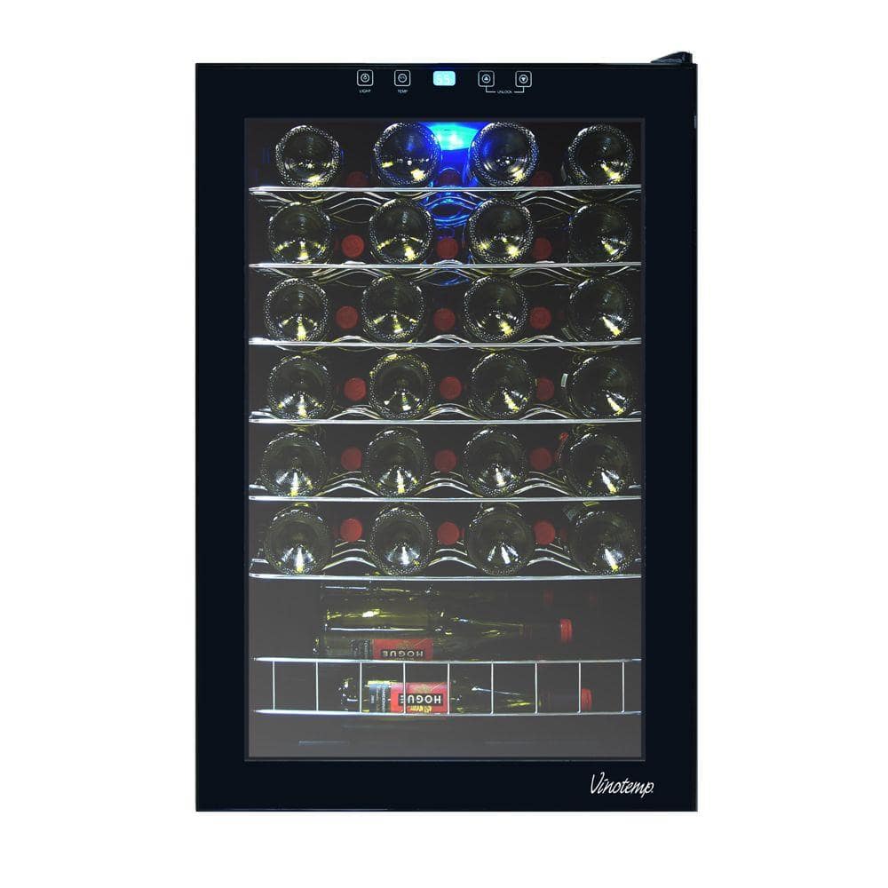 All Black Freestanding Digital Wine Cooler with Glass Door