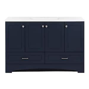 Lancaster 48 in. W x 19 in. D x 33 in. H Single Sink Bath Vanity in Deep Blue with White Cultured Marble Top