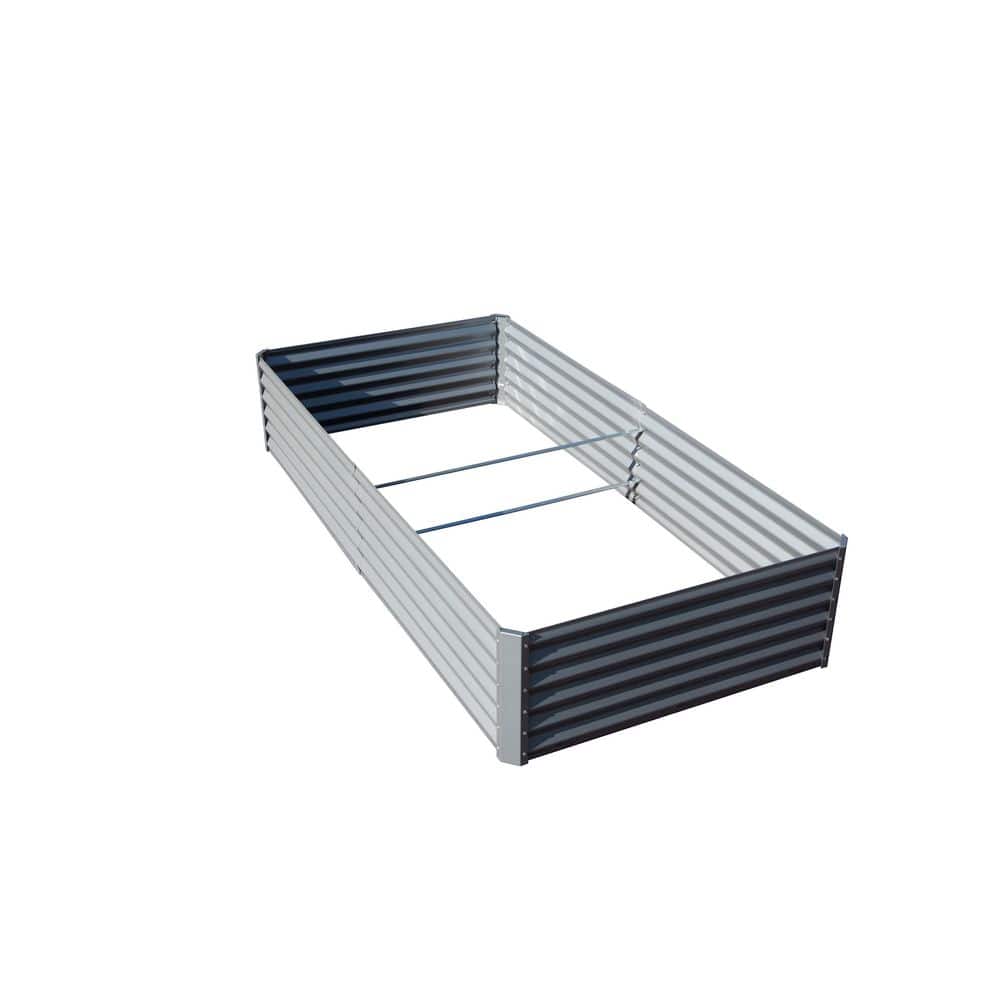 8 ft. L x 8 ft. W x 1.5 ft. H Silver Steel Planter Box for