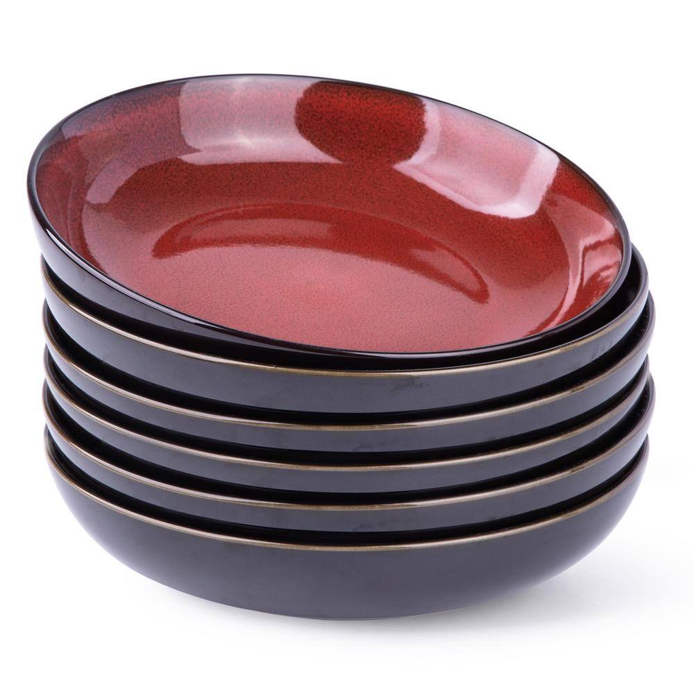 38 fl. oz Ceramic Pasta Bowls 38 fl. oz., Red, Reactive Glaze, Porcelain, P