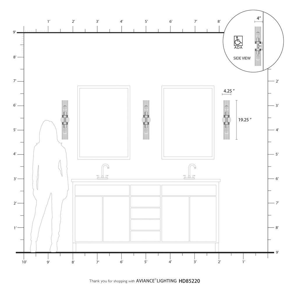 Ludlow Urban Minimal 2-Light Bronze Vanity with Clear Glass Shades