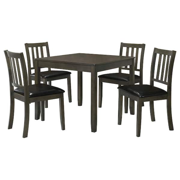 Coaster Parkwood 5-Piece Square Charcoal and Black Wood Top Dining Room Set Seats 4