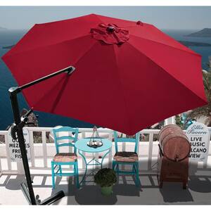 11.5 ft. 360-Degree Rotating Aluminum Cantilever Patio Umbrella with Cross Base in Red