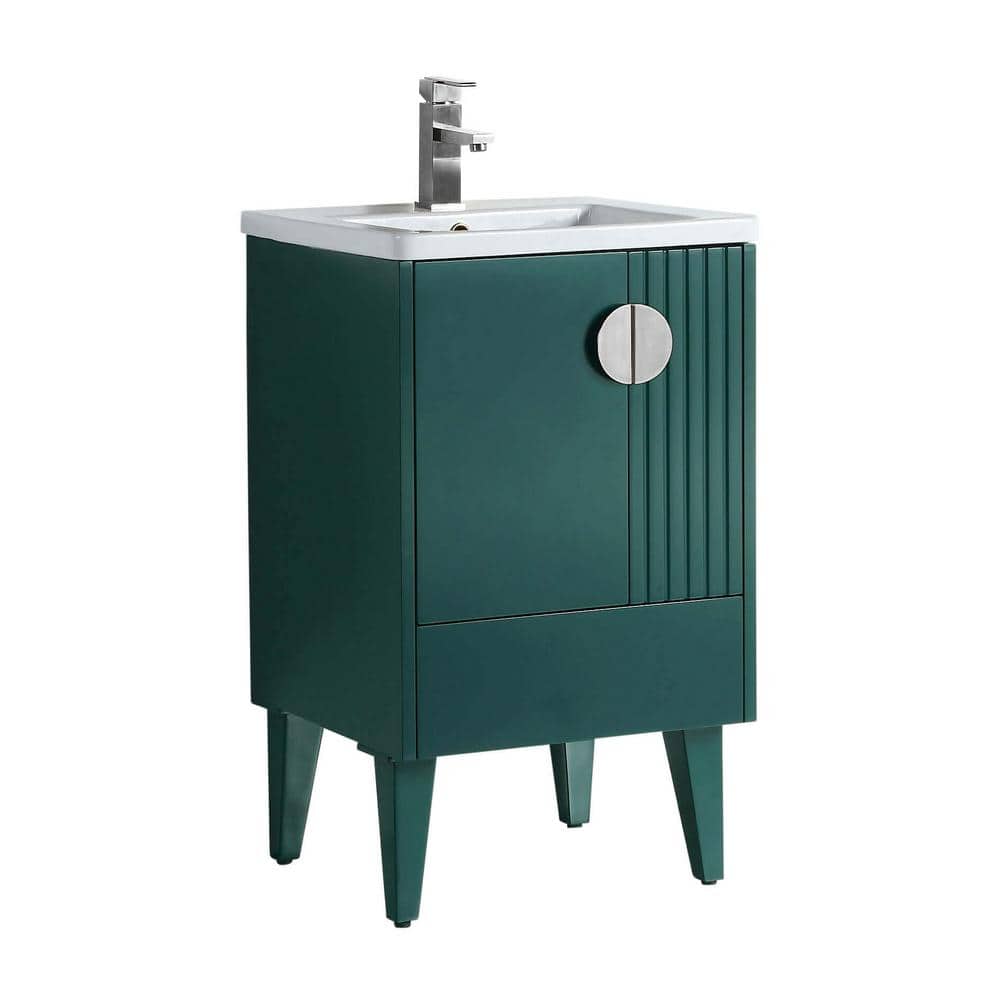 Venezian 20 in. W x 18.11 in. D x 33 in. H Bathroom Vanity Side Cabinet in Green with White Ceramic Top price history on PriceWatchPro
