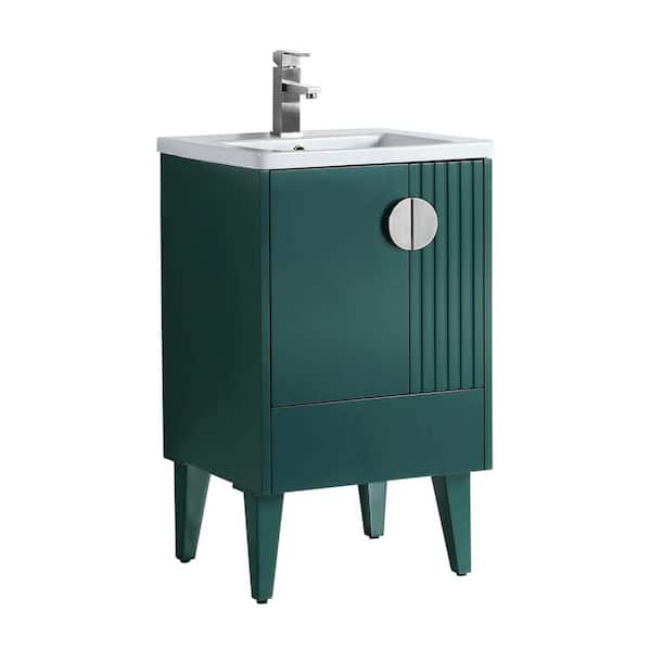 FINE FIXTURES Venezian 20 in. W x 18.11 in. D x 33 in. H Bathroom Vanity Side Cabinet in Green with White Ceramic Top