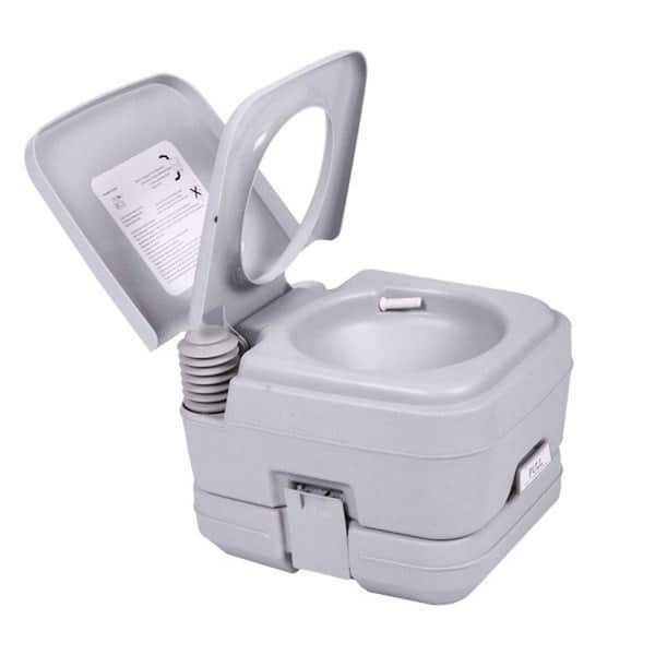 Lightweight Portable Toilet, 2.6 gal. Flushable Camping Toilet for Tents Boats Semi Trucks RV Campers, Gray XH