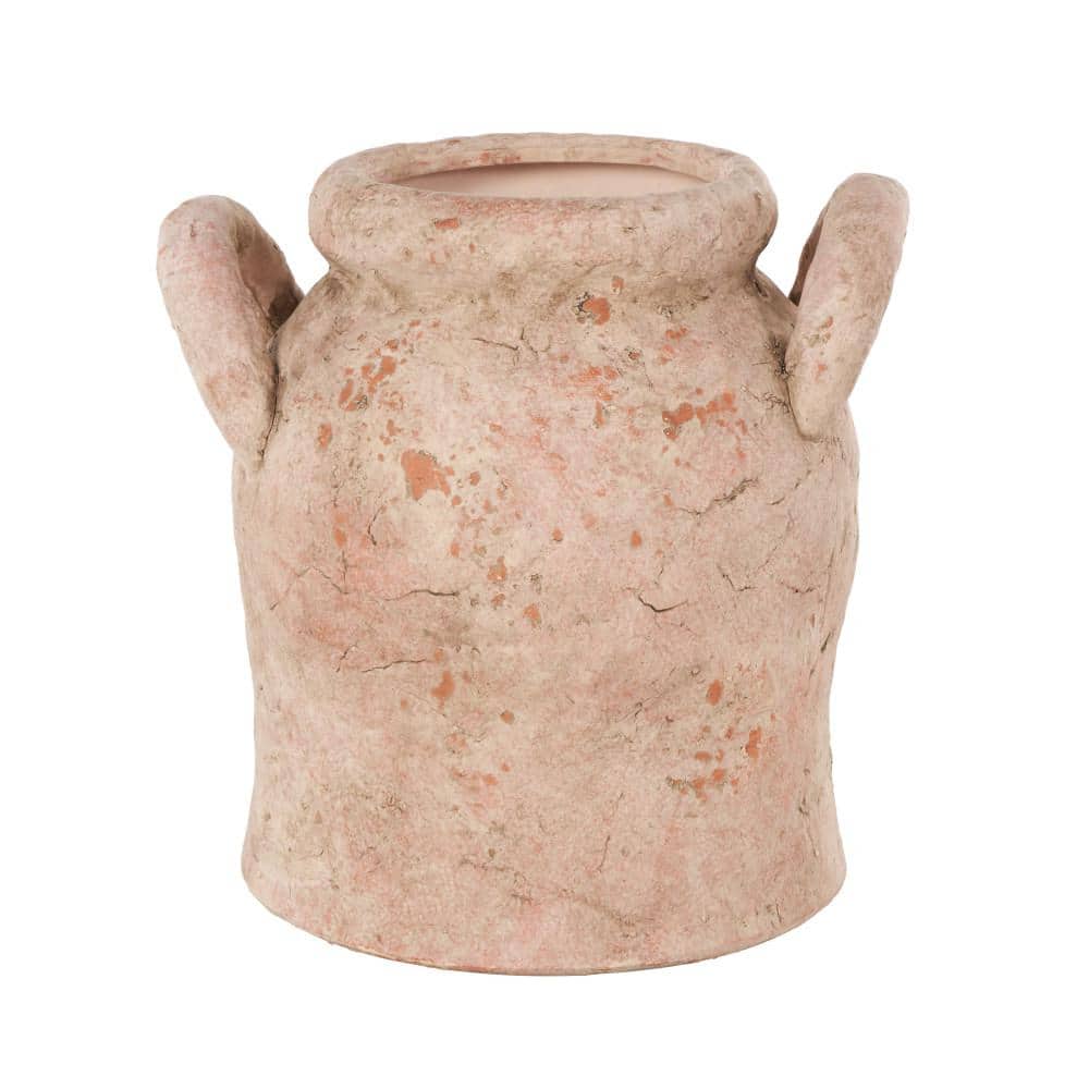 Litton Lane 11 in. Pink Antique Style Distressed Ceramic