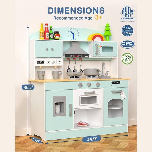 SEEUTEK Wooden Kids Kitchen Playset for Toddlers Includes Stove