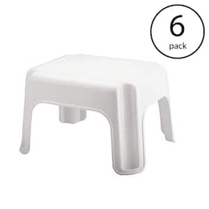 Durable Plastic 1-Step Stool with 300 lbs. Weight Capacity, 0 ft. Reach Height, White (6-Pack)