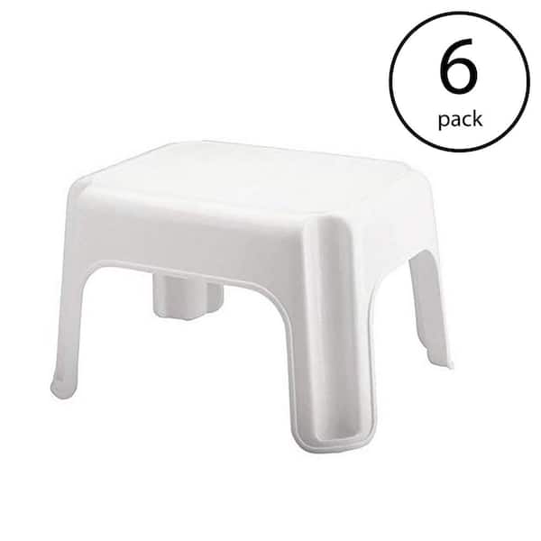 Rubbermaid Durable Plastic 1-Step Stool with 300 lbs. Weight Capacity, 0 ft. Reach Height, White (6-Pack)