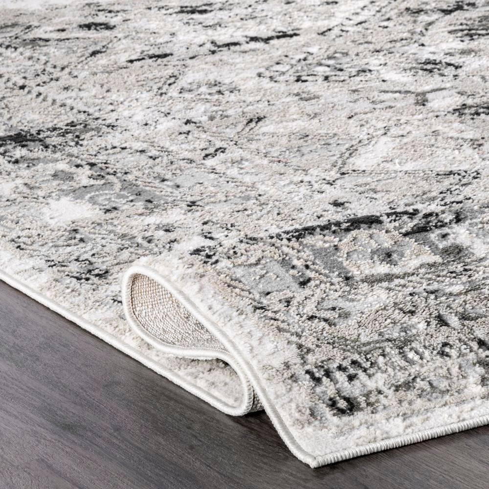 Silver Medallion Easy Care Synthetic Runner Rug, 2' 6" x 8'