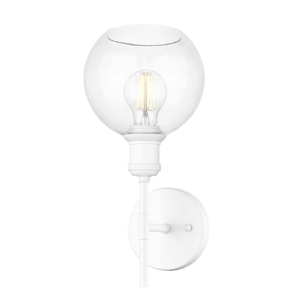 Axel Matte White and Clear Glass Globe Wall Sconce