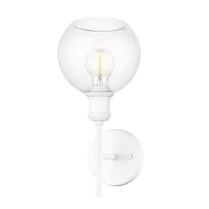 Axel 1-Light Matte White and Clear Glass Wall Sconce