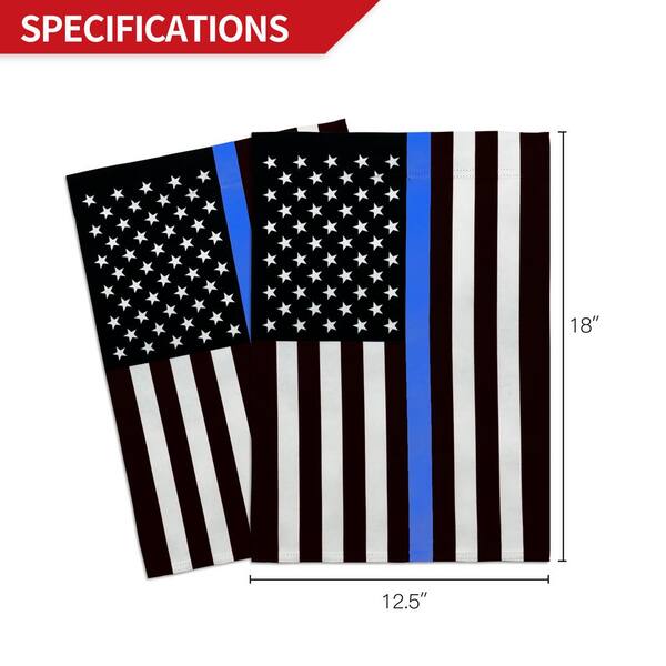 2 Pack 12x18 USA Police Thin Blue Line Double Sided Car Window Vehicle Flag