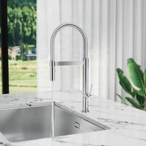 Viki Single Handle 1.8 GPM Pull Out Sprayer Kitchen Faucet with Hotcold Water Supply Lines in 2-Modes in Polish Chrome