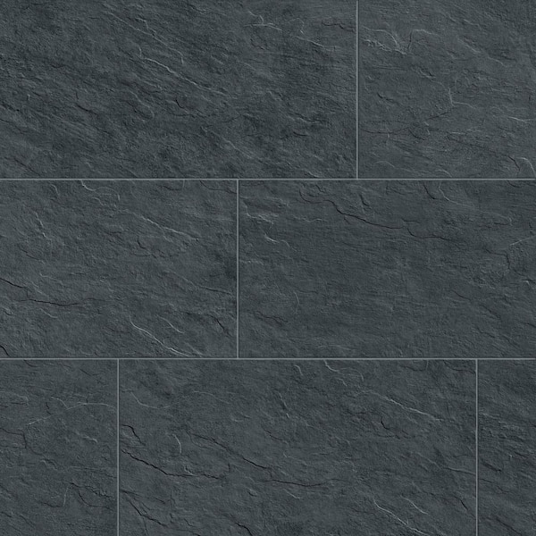 Sample - Slate Midnight 6 in. x 6 in. Stone Look Porcelain Floor and Wall Tile