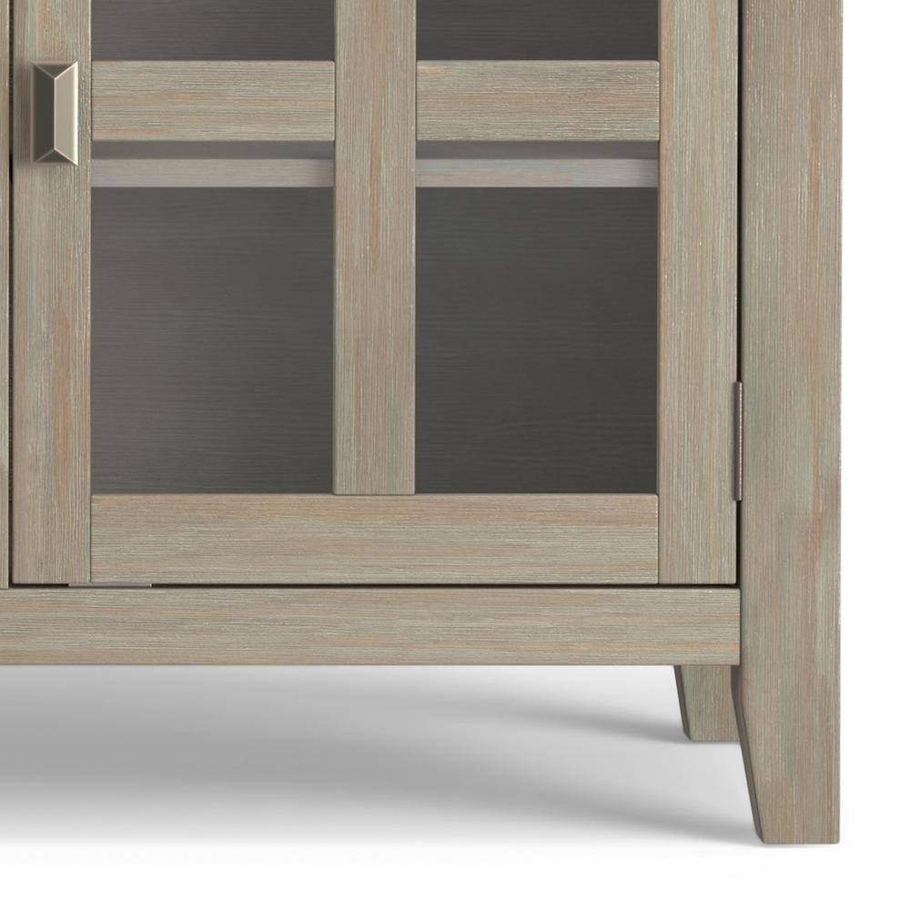 Distressed Gray Pine Sideboard Buffet with Antique Bronze Handles