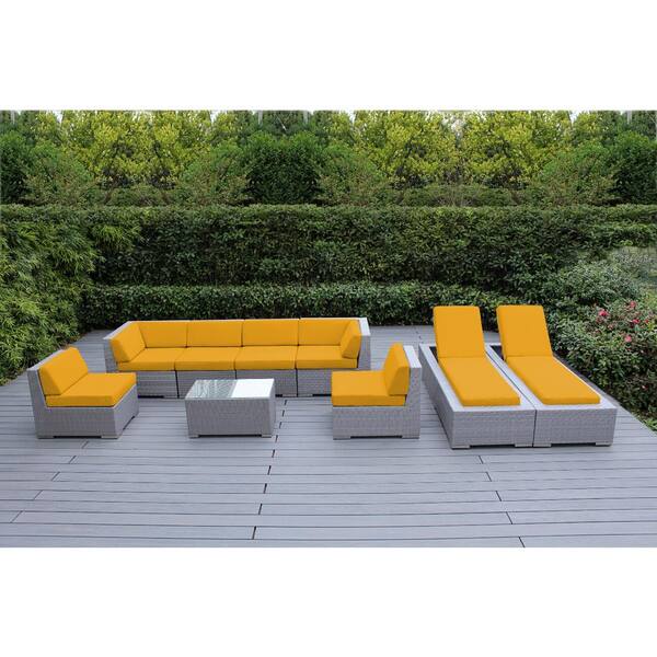Ohana Depot Gray 9Piece Wicker Patio Combo Conversation Set with