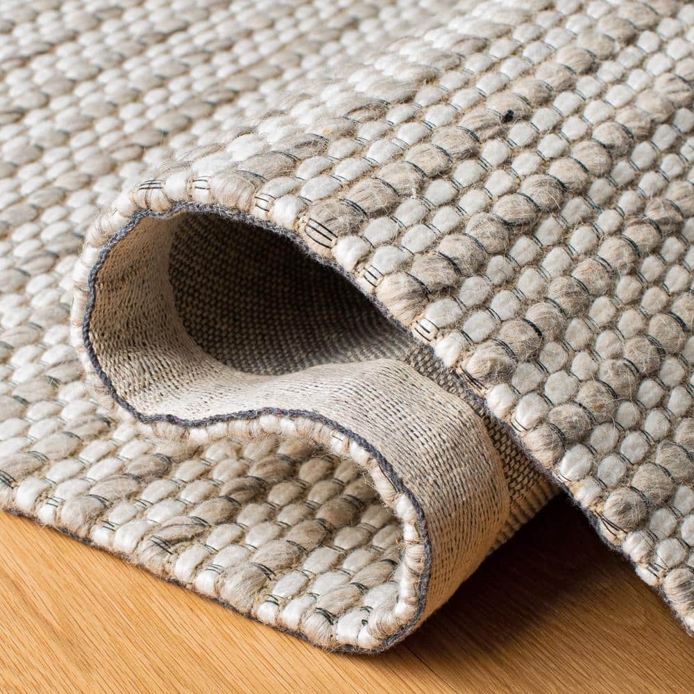 Ivory Stripe Handwoven Wool 6' x 9' Area Rug