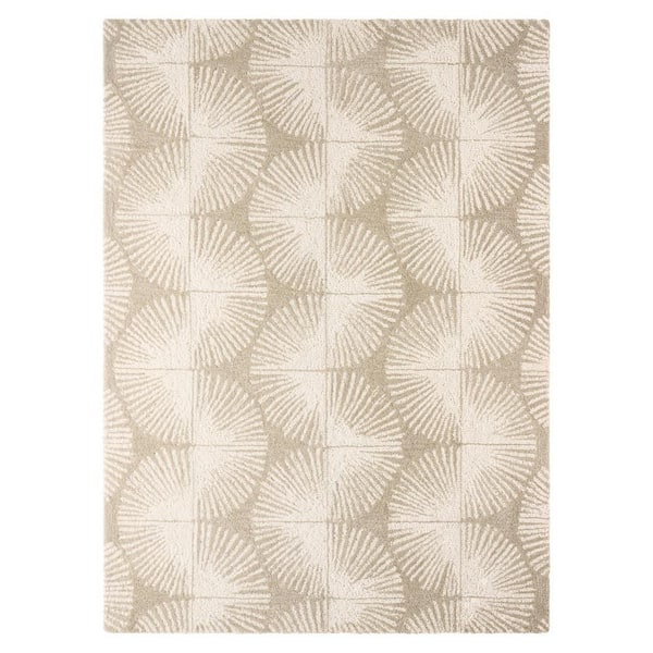 NICOLE MILLER NEW YORK Kendall Fluted Geo Handcrafted WoolTaupe  6 ft. x 9 ft. Area Rug