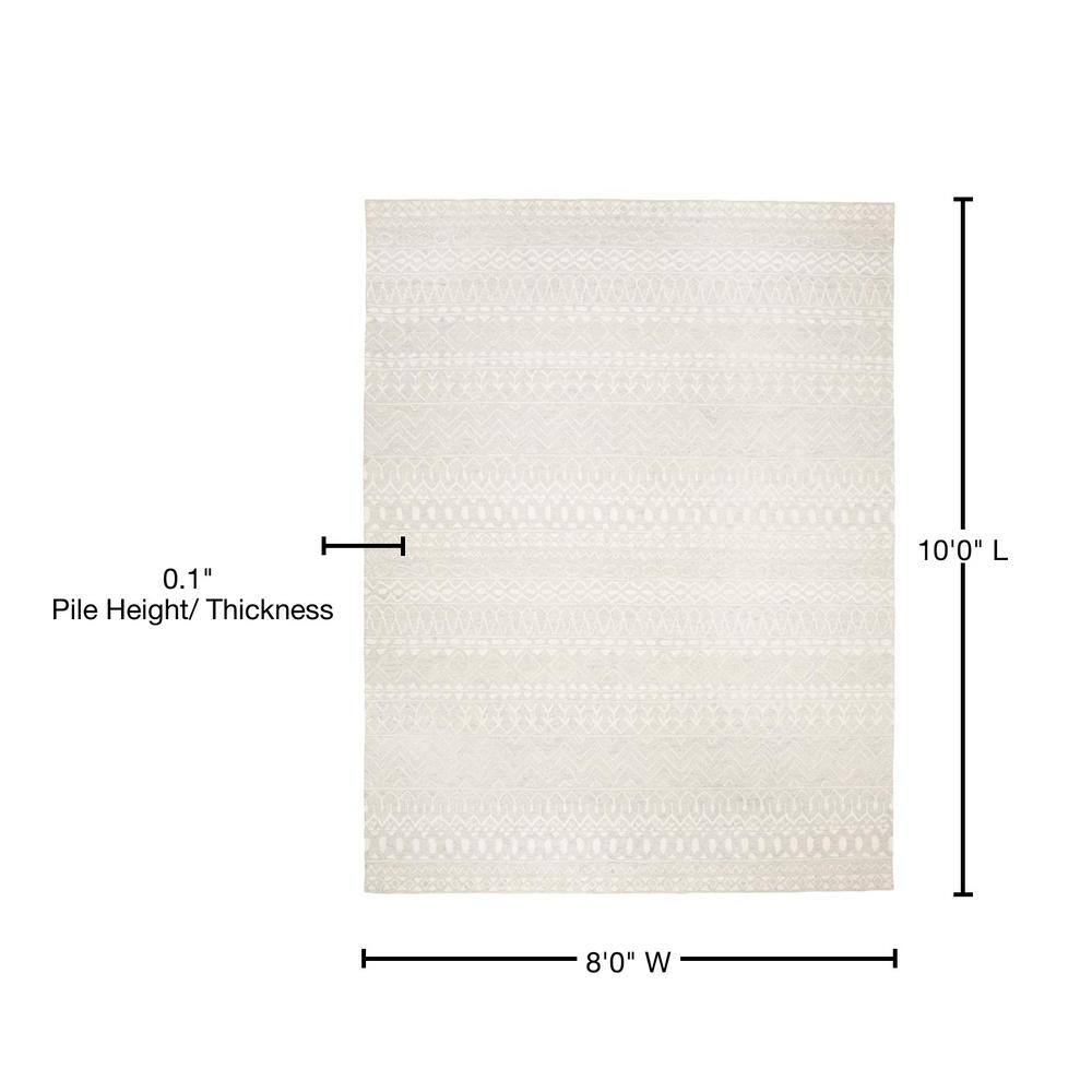 Aqua and Ivory Hand-Tufted Wool 8' x 10' Area Rug