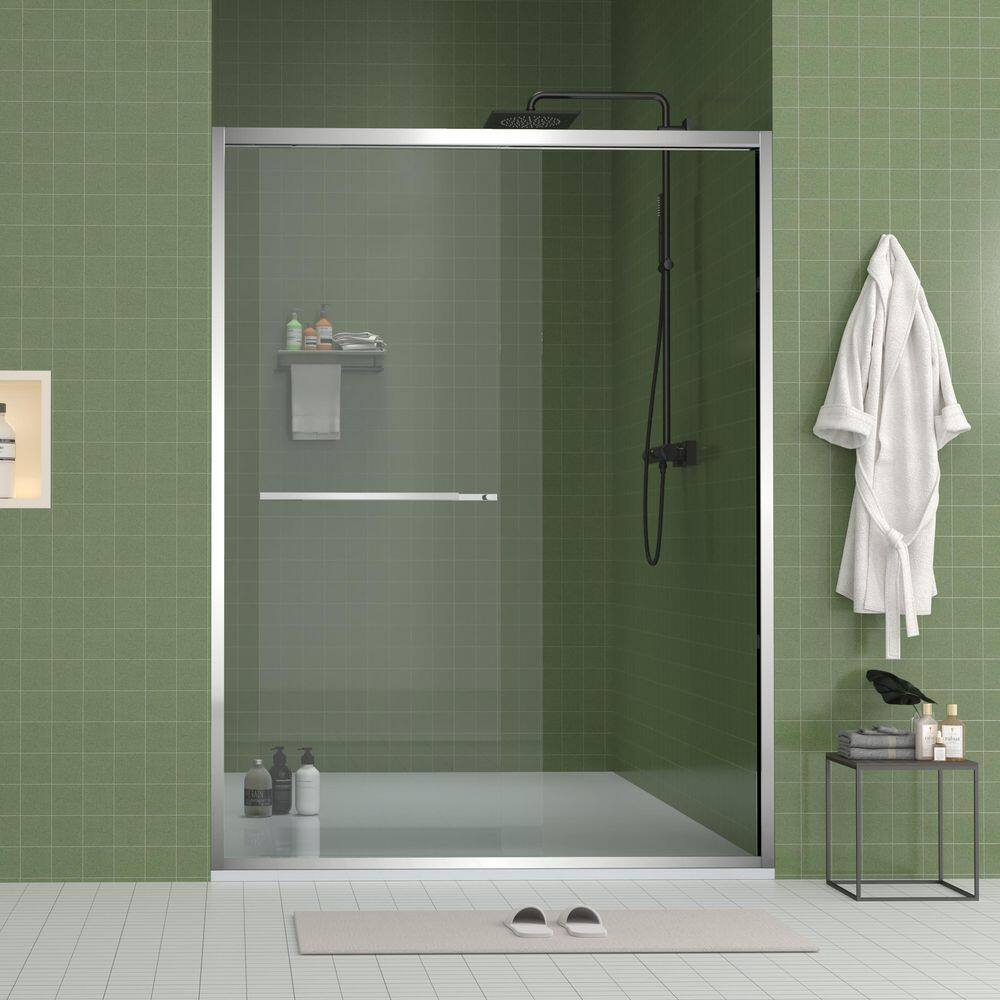 Flora 60 in. W x 70 in. H Aluminum Frame Double Sliding Shower Door in Chrome with Tempered Glass price history on PriceWatchPro