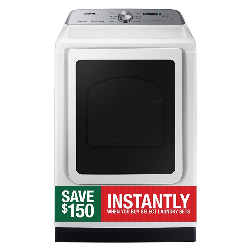 Samsung 7.4 cu. ft. Smart Bented Electric Dryer with Pet Care Dry and Steam Sanitize+ in White