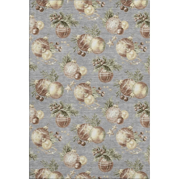 Mayfield Premium Machine Washable Abstract AMF1828 Gray 10 ft. x 14 ft. Area Rug