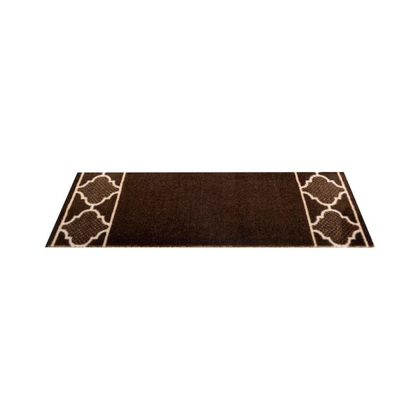 RugStylesOnline Indoor Trellis Border Brown 8 in. x 26 in. PVC Backing Stair Tread Cover (1 Piece)