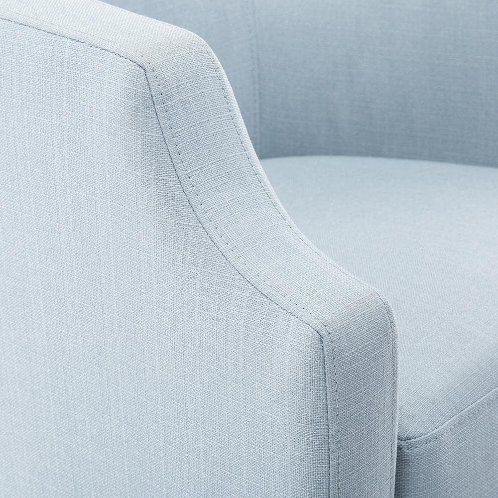 Sky Blue Transitional Swivel Barrel Accent Chair in Polyester