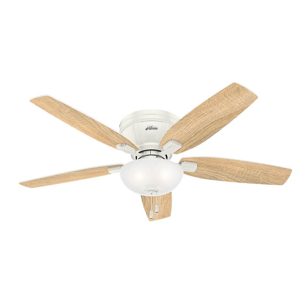 52'' Fresh White Low Profile Ceiling Fan with LED Light