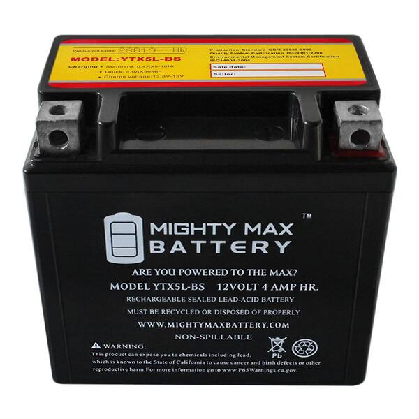 Mighty Max YTX5L-BS GEL Battery - 12V 4AH For Yamaha TW200 Trailway & Other Powersports