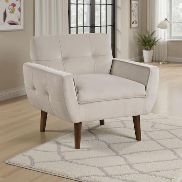 Roa Brown Velvet Arm Chair with 4 Legs Base Style