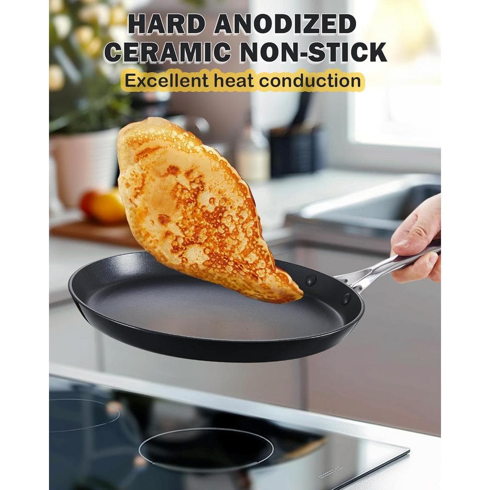 10.5-Inch Black Hard Anodized Nonstick Crepe Pan