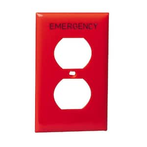 1-Gang 1 Duplex Receptacle, Standard Size Nylon Wall Plate - Red