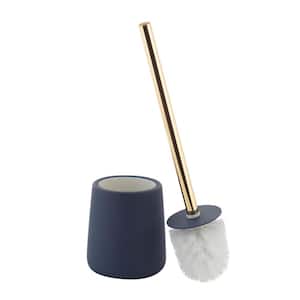 Lisse Wide Bowl Toilet Brush and Holder Metal Handle in Midnight Blue