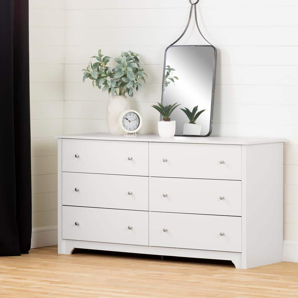 Vito Pure White 6-Drawer Contemporary Double Dresser