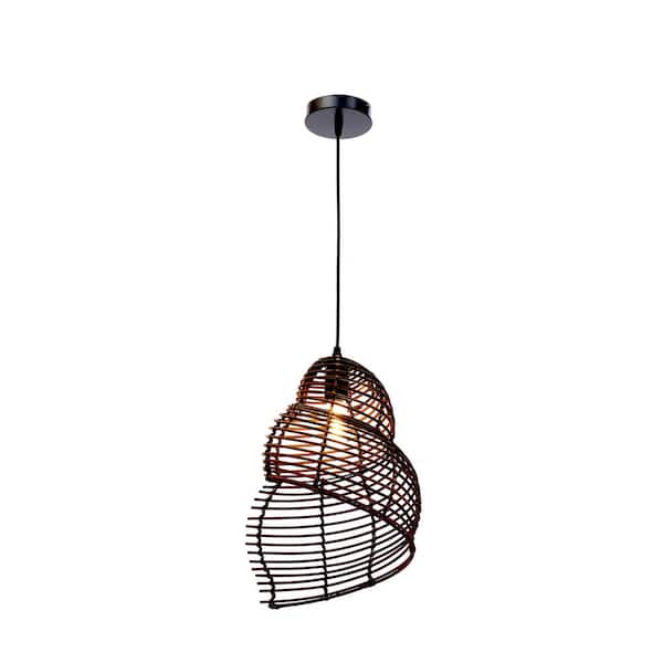 OUKANING 1-Light Brown Snail Shaped Island Pendant Light with 