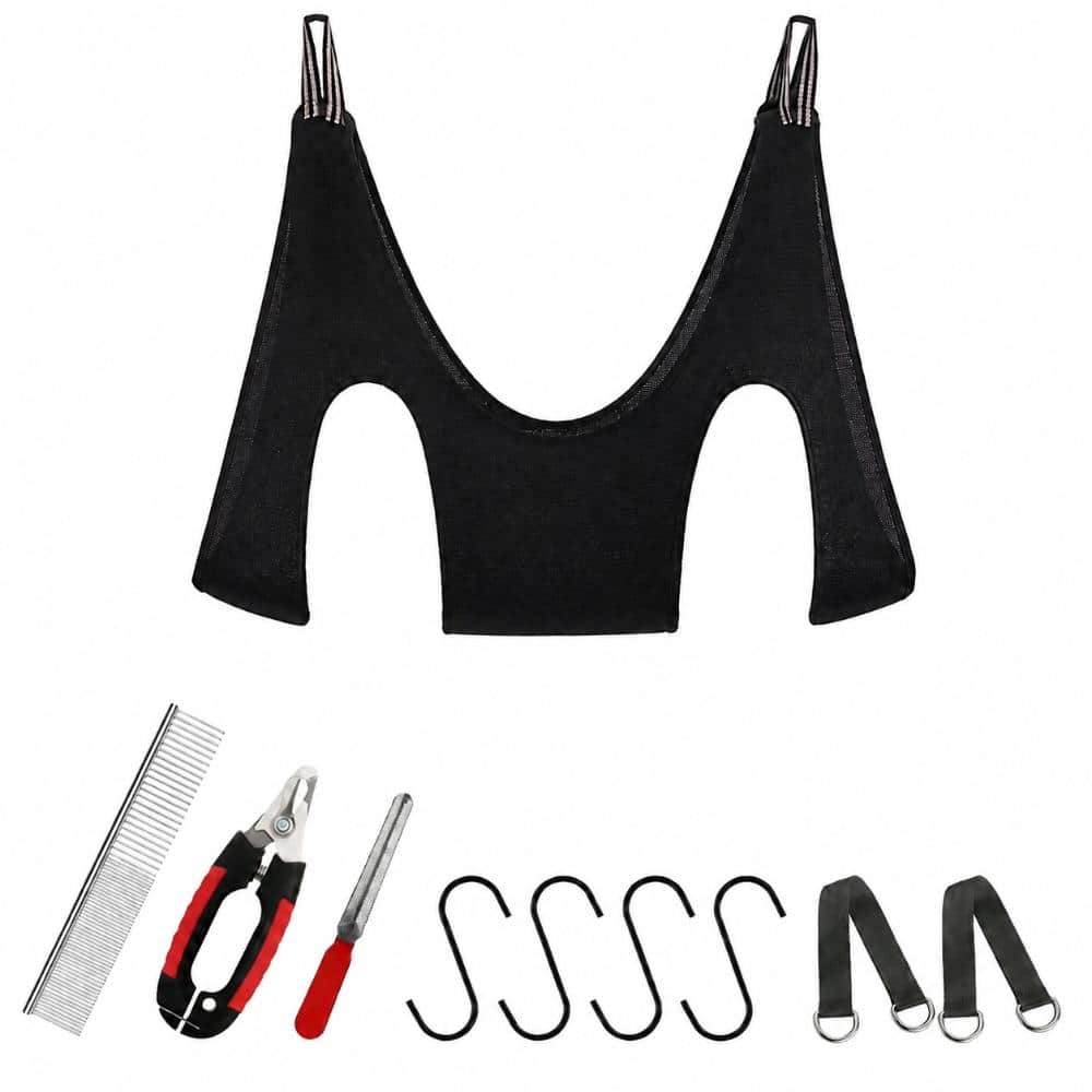 Pet Grooming Hammock Harness with Nail Clippers, File, Comb, S-Hooks and Hanging Slings